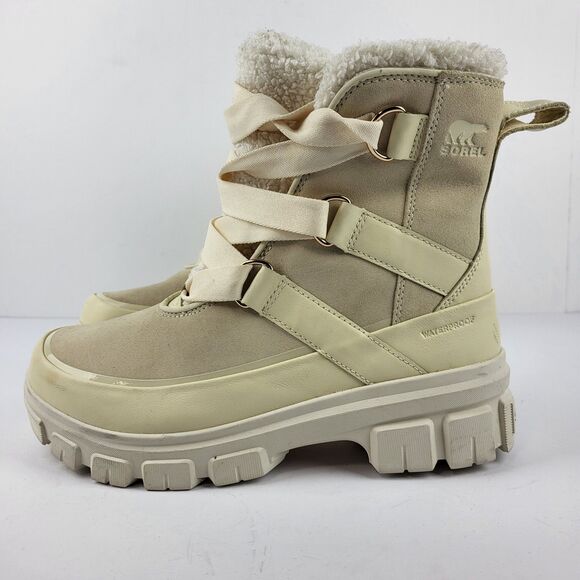 Sorel Joan of Arctic Next Boots Women's 8 Bleached Ceramic Sea Salt Fur Lined - Picture 2 of 16